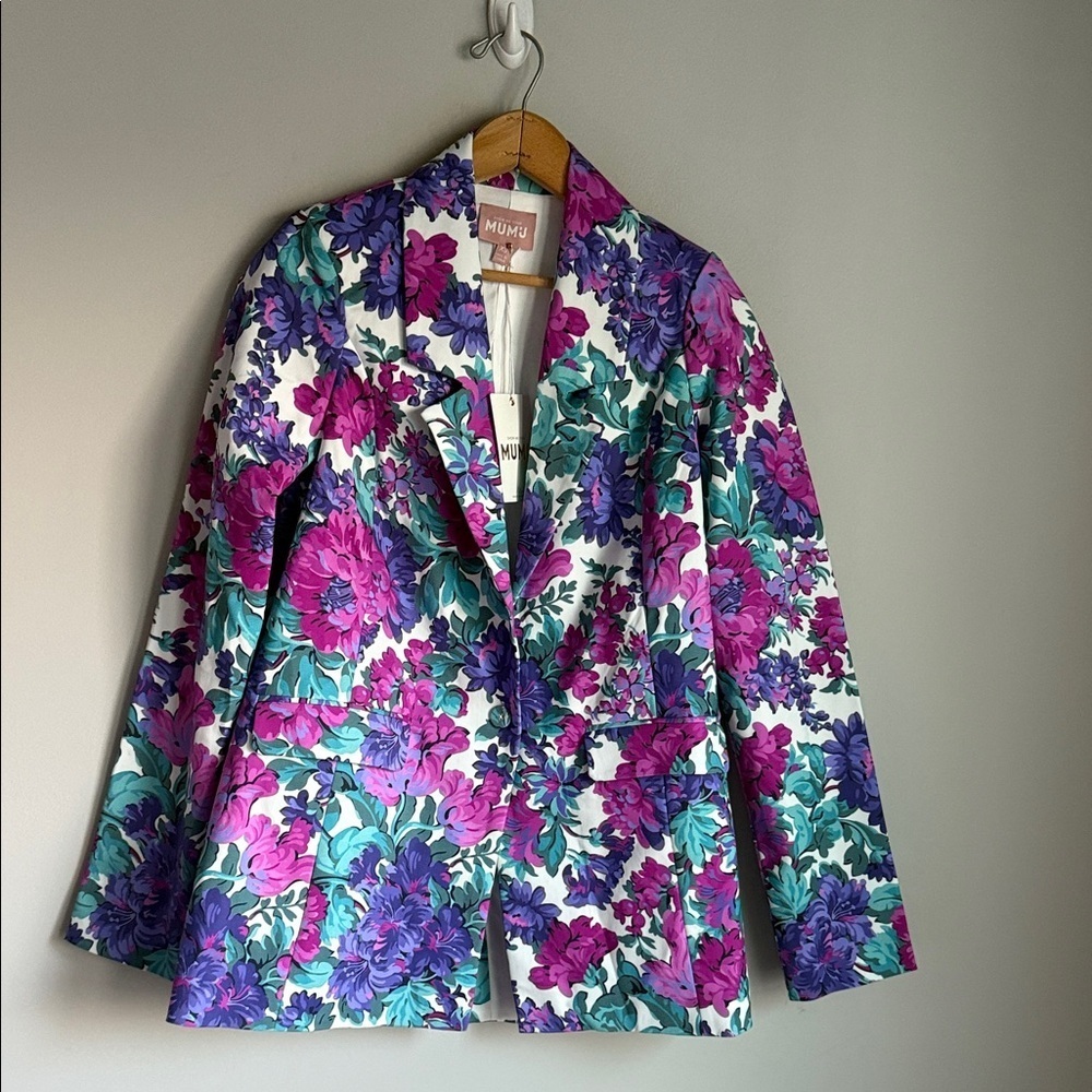 NEW Show Me Your Mumu Ezra Blazer in the Magenta Blooms floral print XS - Picture 2 of 9